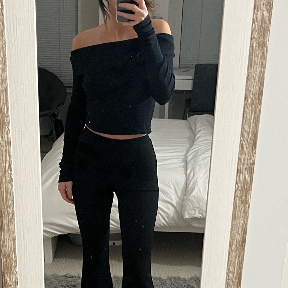 Black off the shoulder top